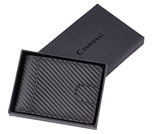 Casmonal Mens Leather Wallet Slim Front Pocket Wallet Billfold RFID Blocking