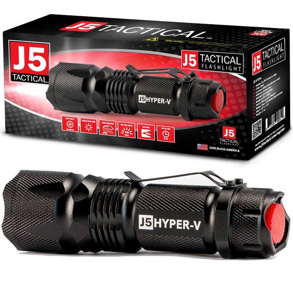 J5 Tactical Hyper V Ultra Bright Tactical Flashlight - Black