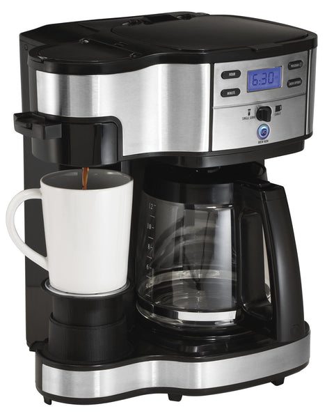 Hamilton Beach Single Serve Coffee Maker and Coffee Pot Maker, Programmable, Stainless Steel