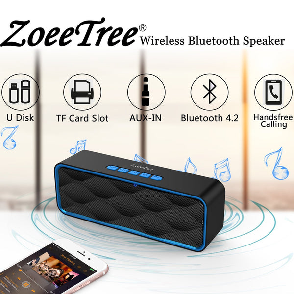 ZoeeTree S1 Wireless Bluetooth Speaker, Outdoor Portable Stereo Speaker with HD Audio and Enhanced Bass, Built-In Dual Driver Speakerphone, Bluetooth 4.2,...