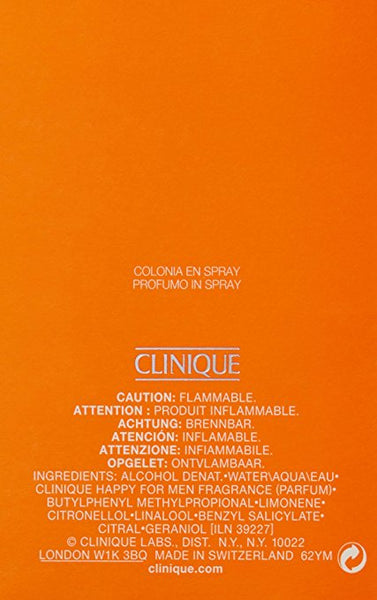 Clinique Happy For Men. Cologne Spray 3.4 Ounces