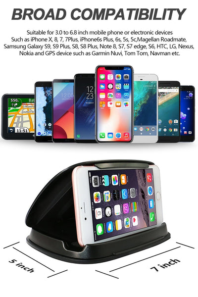 Cell Phone Holder for Car, Car Phone Mounts for iPhone 7 Plus, Dashboard GPS Holder Mounting in Vehicle for Samsung Galaxy S8, and other 3-6.8 Inch Universal Smartphones and GPS - Black