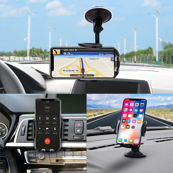 Car Phone Mount, Vansky 3-in-1 Universal Phone Holder Cell Phone Car Air Vent Holder Dashboard Mount Windshield Mount for iPhone 7 Plus,8 Plus,X,7,6S,6,Samsung Galaxy Note S6 S7 and More