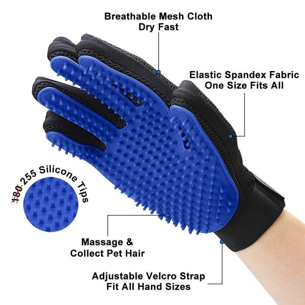 [Upgrade Version] Pet Grooming Glove - Gentle Deshedding Brush Glove - Efficient Pet Hair Remover Mitt - Massage Tool with Enhanced Five Finger Design - Perfect for Dogs & Cats with Long & Short Fur