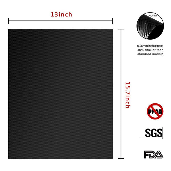 Babyltrl Grill Mat Set of 5, Non-Stick BBQ Grill & Baking Mats, FDA Approved, PFOA Free, Reusable and Easy to Clean BBQ Accessories for Gas, Charcoal, Electric Grills - Black