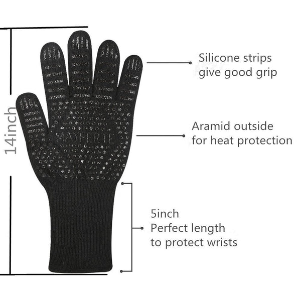 BBQ Grill Gloves 932°F Extreme Heat Resistant