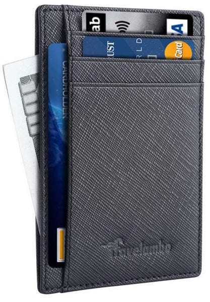 Travelambo Front Pocket Wallet Minimalist Wallets Leather Slim Money Clip RFID